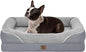 Orthopedic Washable Large Dog Bed - Egg Foam Dog Beds for Large and Medium Dogs Big Pet Beds with Removable Washable Cover and Bolster for Extra Large Dogs