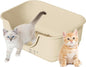 Low Entry Small Litter Box for Kittens, Kitty Plastic Litter Boxes, Open Top, Anti-Splash High Sided Litter Tray Pan for Medium Pets, Puppy, Easy to Clean, 15.7" L*11.8" W*6.7" H (Beige)