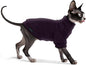 Fleece Sphynx Cat Clothes Soft Hairless Cat Clothes Pullover Cat Sweater for Chihuahua All Season Light and Warm Kitten Cloth Only Puppy Clothes Small Dog Sweater (Dark Purple, S)