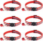 6 Pack Reflective Cat Collar with Bell, Breakaway and Safe Collars for Cats, Nylon, Pet Collar Mixed Colors Adjustable19-32cm (Red)