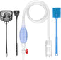Fish Tank Cleaning Kit Set of 4 Pieces, Aquarium Siphon Algae Scraper Aquarium Net Algae Remover for Fish Tank, Aquarium Cleaner Vacuum Suitable for Changing Water and Cleaning Fish Tanks