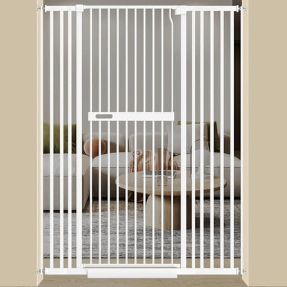 WAOWAO 71" Extra Tall Cat Pet Gate 29.92-45.66" Wide Pressure Mounted Walk Through Swing Auto Close Safety White Metal Dog Pet Puppy Cat for Indoor Stairs,Doorways