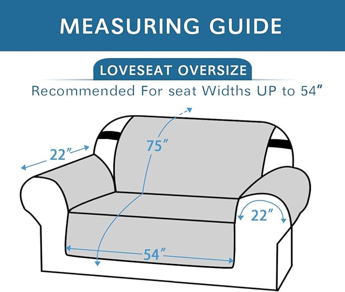 H.VERSAILTEX Reversible Loveseat Cover Furniture Protector Anti-Slip Water Resistant 2" Elastic Straps Couch Covers Pets Kids Fit Sitting Width Up to 54"(Oversized Loveseat: 75" x 98", Khaki/Beige)