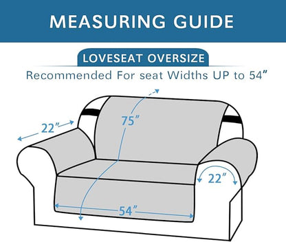 H.VERSAILTEX Reversible Loveseat Cover Furniture Protector Anti-Slip Water Resistant 2" Elastic Straps Couch Covers Pets Kids Fit Sitting Width Up to 54"(Oversized Loveseat: 75" x 98", Khaki/Beige)