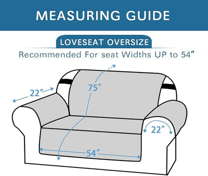 H.VERSAILTEX Reversible Loveseat Cover Furniture Protector Anti-Slip Water Resistant 2" Elastic Straps Couch Covers Pets Kids Fit Sitting Width Up to 54"(Oversized Loveseat: 75" x 98", Brown/Beige)