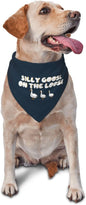 Silly Goose on The Loose Triangle Dog Bandana,Summer Bandana Funny Triangle Dogs Scarf Handkerchief Soft Adjustable Puppy Bandanas (Ink Blue)