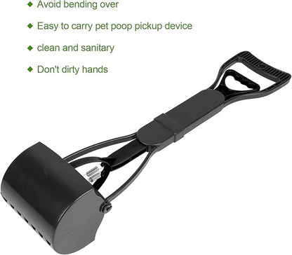 Pet Pooper Scooper, Long Handle Folding Poop Scoop, Stable Jaw Scoop Easy for Small Pet Poop, Pick Up Animal Waste Dog Puppy Cat Waste Picker Cleaning Tools Outdoor Dog Pooper Scooper(All Black)