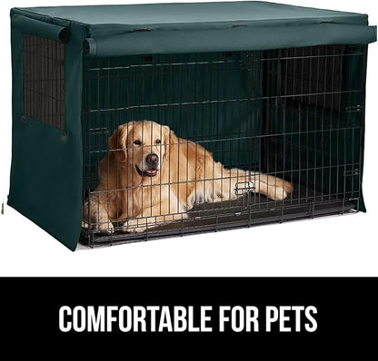 GORILLA GRIP Dog Crate Covers Compatible with Amazon Basics Dog Crates, All Sides Open, Privacy Cover Fits 36" Wire Kennel, Breathable Mesh Windows, Light Reducing Training Cage Topper, Hunter Green