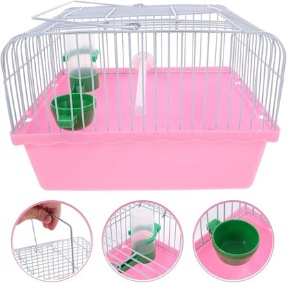 Portable Bird Travel Cage for Small Birds Parrots Lovebirds with Perch Food Box Water Dispenser 9.29X6.57X9.29 Inches