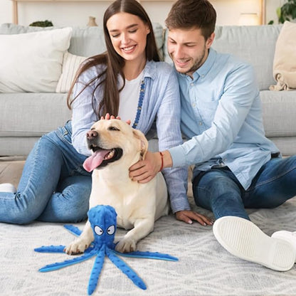 Octopus Dog Toys, No Stuffing Crinkle Dog Toys for Aggressive Chewers, Durable Interactive Chew Toys for Small, Medium and Large Dogs Training and Reduce Boredom (Blue)