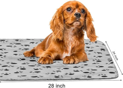 Comsmart Dog Blankets for Small Dogs, 6 Pack Puppy Blanket Cute Paw Print Pet Blanket for Dog, Puppy, Cat, Kitten, 24x28 inches, Grey