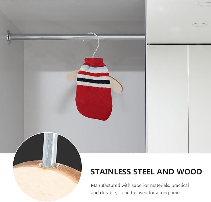 Replaceable Wooden Pet Clothes Hangers 8.66 Inch Small Dog and Cat Hangers Wear-Resistant Household Closet Storage Professional Pet Accessories
