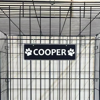 Personalized Kennel Name Plate Dog Paw Crate Pet Tag Doghouse Sign