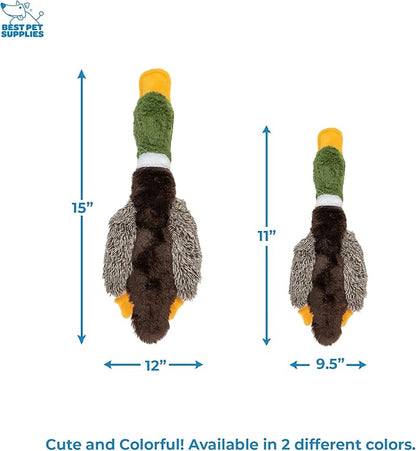 Best Pet Supplies Interactive Squeaky Dog Chew Toy, Ideal Dog Toys for Chewers, Small, Medium & Large Dogs, and Fetch Lovers - Mallard Duck (Gray, Gray, Brown), Small