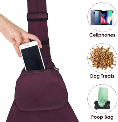 SlowTon Dog Carrier Sling - Thick Padded Shoulder Strap Adjustable Dog Carriers for Small Dogs, Puppy Carrier Purse for Pet Cat with Front Zipper Pocket Safety Belt Machine Washable, WR, S