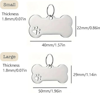 Engraved Tags Personalized for Pets, BUGMKCS Customized Pet Supplies with Name & Number, Hollow Cute Cat/Dog Id Tag Personalized, Gifts for Large/Small Dogs/Puppy, Stainless Steel Pet Accessories
