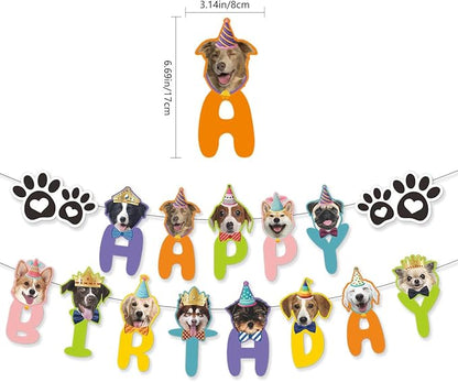 Dog Boy Birthday Party Outfits,Birthday Hat, Bow Tie, Bandana, Happy Birthday Banner,Puppy Pet Theme Decorations Suit for Girl Golden Doodle Teddy Husky Labrador (4PCS Pink)