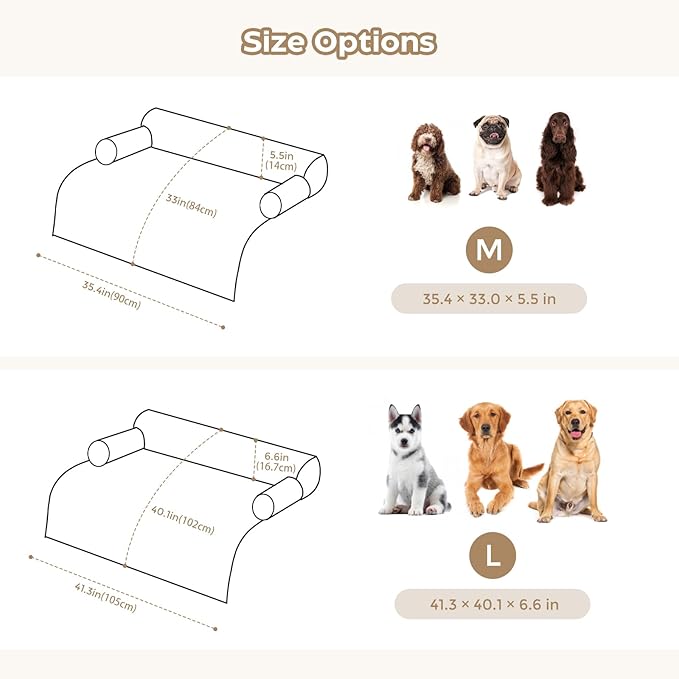 Avont Dog Bed Mat for Couch, Warm Fluffy Calming Sofa Topper Furniture Protector for Small Medium Large Dogs Cats with Removable Washable Cover -Lightgrey(L)