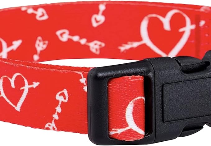 Native Pup Valentine’s Dog Collar- Valentines Day Pet Collars- Valentine Girly Hearts- Pink Red Heart- Cute Boy Girl Puppy Gift- Adjustable for Small, Medium, Large Breeds (Cupid's Arrows, Large)