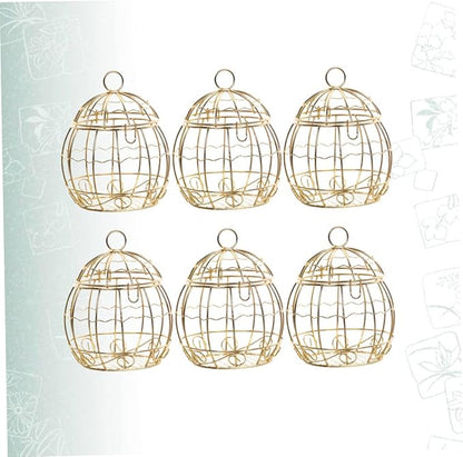 Beaupretty 6pcs Birdcage Shape Tinplate Candy Box Elegant Wedding Favor Containers for Sweets Treats and Decorative Hollow Chocolate Cases Golden Finish