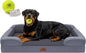 Orthopedic Dog Bed for Extra Large Dogs, XXL Waterproof Egg Crate Memory Foam Pet Bed Bolsters with Removable Washable Cover & Non-Slip Bottom, Tennis Ball Toy, 45x35