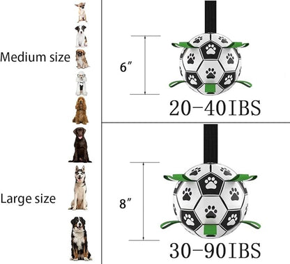 Dog Soccer Ball, Interactive Toys for Tug of War, Puppy Birthday Gifts, Tug Toy, Water Toy, World Cup Durable Balls for Small & Medium Size (6 inch)