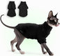 Fleece Sphynx Cat Clothes Soft Hairless Cat Clothes Pullover Cat Sweater for Chihuahua All Season Light and Warm Kitten Cloth for Cats Only Puppy Clothes Small Dog Sweater (Black, X-Large)
