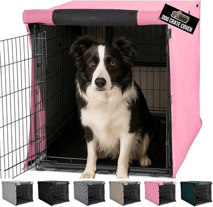 GORILLA GRIP Dog Crate Covers Compatible with Amazon Basics Dog Crates, All Sides Open, Privacy Cover Fits 36" Wire Kennel, Breathable Mesh Windows, Light Reducing Puppy Training Cage Topper, Pink