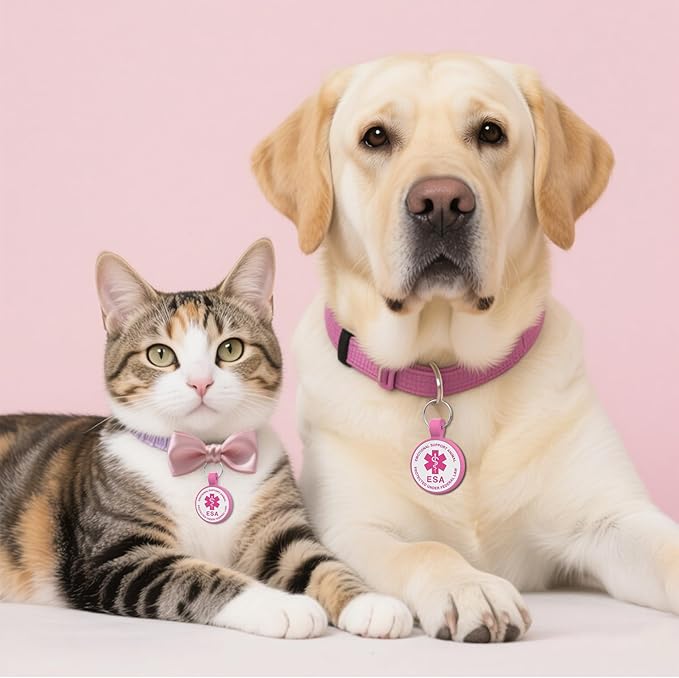 ESA Dog Tag, QR Code Dog Tag, Modifiable Free Pet Online Profile, Scannable QR Code, Scan QR Send Instant Location Alert Email, Silicone Lightweight ID Tag for Dog and Cat (Rose, Small)