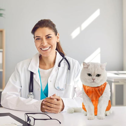 Avont Cat Recovery Suit - Kitten Onesie for Cats After Surgery, Cone of Shame Alternative Surgical Spay Suit for Female Cat, Post-Surgery or Skin Diseases Protection -Tie-dye Orange(L)