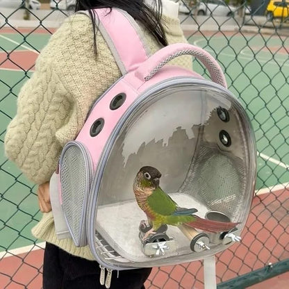 Bird Travel Carrier: Portable Backpack Cage - Breathable Mesh Lightweight Durable Design | Parrot Small Birds Conure Budgie Cockatiel/Outdoor Transport Perch-Integrated Enclosure Use (B1)