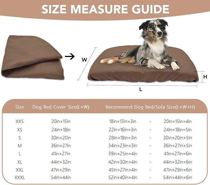 Dog Bed Cover Waterproof Replacement Machine Washable Covers for Dog Bed Heavy Duty Scratch Resistant Mattress Protector Pet Bed 47x29 Inch Brown Cover Only
