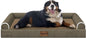 Large Dog Bed Orthopedic Washable: Jumbo Dog Bed Bolster Extra Large Dogs Egg Crate Foam Sofa Couch Waterproof Removable Cover - Brown