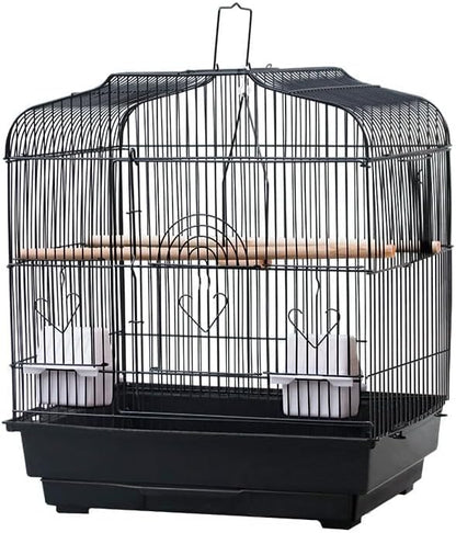 GarveeHome Small Bird Cage with Wheels, Parakeet Cage, Bird Carrier for Parakeets, Canaries, Lovebirds, Small Quaker, Cockatiels, Budgie, Green Cheek (20in Blcak)