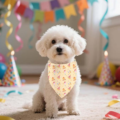 Birthday Dog Bandanas, Double Side Reversible Large Pet Scarves, Celebration Set, Adjustable Triangle Holiday Bandanas for Dogs Girl Boy Pets