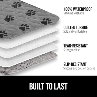 GORILLA GRIP Waterproof Bed Cover for Dogs, 82x52, Gripped Slip Resistant Backing, Leak Proof Washable Dog Blanket Covers Sofa, Couch, Sectional, Crate, Car, RV Seats, Pet Puppy Essentials, Gray Paw