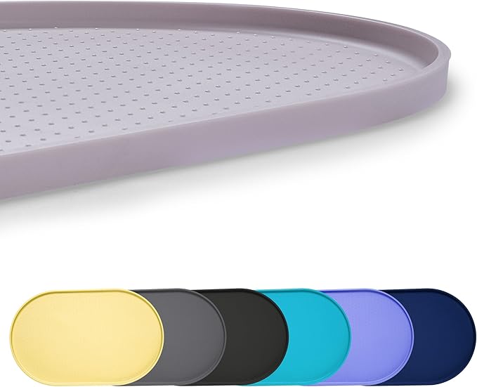 100% Waterproof 0.5" Raised Edge BPA Free Silicone Dog Food Mat, Pet Cat Feeding Mats Contain Spills Protects Floors, Placemats for Cats and Dogs Water Bowl Dishwasher.(Large/XL, Dove)