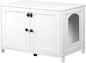 HOOBRO Litter Box Enclosure, Cat Litter Box Furniture with Removable Divider, Large Hidden Litter Box Furniture, Wooden Cat House, End Side Table, 31" L x 17.5" W x 19.7" H, White WT03MW01G2