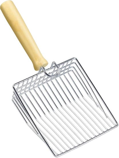 Cat Litter Scoop, Metal Mesh Kitty Litter Scoop, Deep Shovel, Long Handle Scooper for Litters Box(Color:Silver)