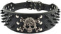 Serijoars Spiked Studded Dog Collar, PU Leather Dog Collar, Adjustable Pet Collars for Medium or Large Breed Pet (L, Black2)