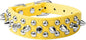 Spiked Dog Collar Soft Pu Leather Mushrooms Rivet Spike Studded Puppy Adjustable Pet Collars for Small Breeds (M, Yellow)