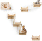 Cat Wall Shelves for Large Cats – Pine Cat Wall Furniture 9-Piece Climber Set with House, Ladder & Scratching Posts, Space-Saving, Sturdy, Supports Multiple Cats