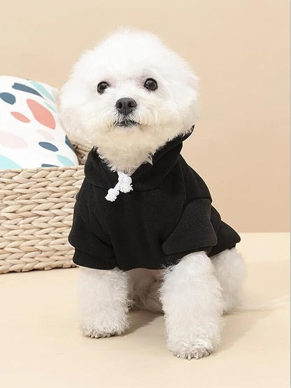 QWINEE Basic Dog Hoodie Sweatshirt Puppy Sweater Warm Cat Costumes Pet Clothes for Chihuahua Puppy Kitten Small Medium Dogs Black and Pink Small