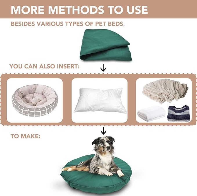 Dog Bed Cover Waterproof Replacement Machine Washable Covers for Dog Bed Heavy Duty Scratch Resistant Mattress Protector Pet Bed Round 44x44 Inch Cover Only Dark Green