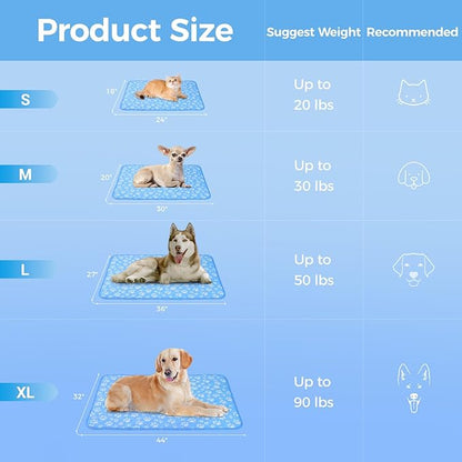 Rywell Cooling Mat for Dogs Extra Large, 44'' x 32'' Color Changing&Arc-Chill Cooling Fiber QMAX>0.5, Washable Non-Toxic Portable Kennel Dog Bed, Non-Slip&Foldable Crate Pad for Large Dog
