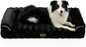 Faux Rabbit Fur Orthopedic Dog Bed, Large Dog Bed, Supportive Foam Pet Sofa with Waterproof Lining Cover, Washable U-Shaped Pet Couch with Anti-Slip Bottom Design, Black XL 42x30x7 inch