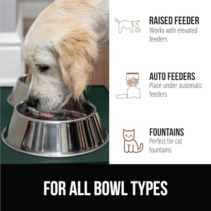 GORILLA GRIP 100% Waterproof Raised Edge BPA Free Silicone Pet Feeding Mat, Dog Cat Food Mats Contain Spills Protects Floors, Placemats for Cats and Dogs Water Bowl, Pets Accessories 28x18 Green