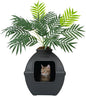 Good Pet Stuff Hidden Litter Box Planter, Decorative Cat Litter Enclosure with Carbon Filter, Artificial Plant, Easy Clean, Indoor Design, Courtyard Square Style, Base Kit, Black Suede