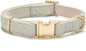 Soft Cotton Hemp Dog Collar with Metal Buckle Adjustable Twilled Dog Collars for Small Medium Large Dogs(Grey,Small)