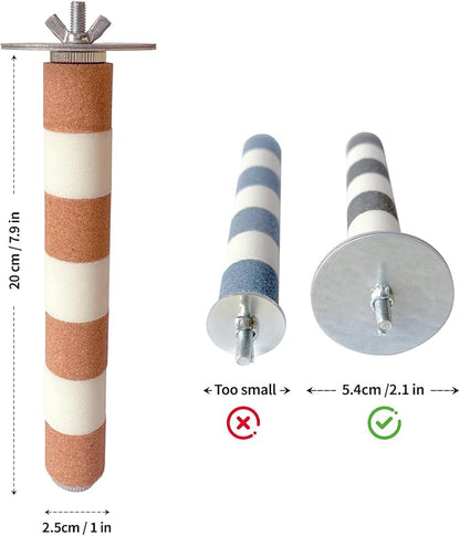 AOTU Natural Sandstone Parrot Perch Bird Perches for Cage – Durable Beak & Claw Trimming Grinding Stone for Birds, 7.9” x 1” – Safe Non-Toxic Long-Lasting Bird Cage Accessory (Orange and White, 7.9”)